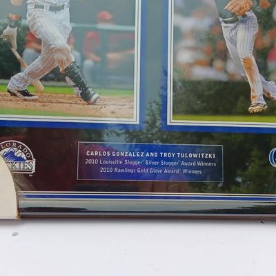 Framed Carlos Gonzalez and Troy Tulowitzki 2010 Louisville Slugger Award winners 2010 Rawlings gold glove winners