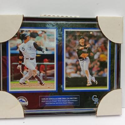Framed Carlos Gonzalez and Troy Tulowitzki 2010 Louisville Slugger Award winners 2010 Rawlings gold glove winners