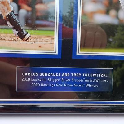 Framed Carlos Gonzalez and Troy Tulowitzki 2010 Louisville Slugger Award winners 2010 Rawlings gold glove winners