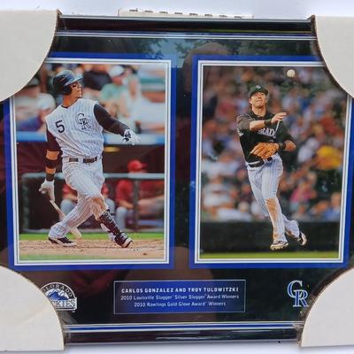 Framed Carlos Gonzalez and Troy Tulowitzki 2010 Louisville Slugger Award winners 2010 Rawlings gold glove winners