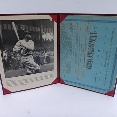 Babe Ruth :The Hartford Life Insurance Policy Application 8x10 Photo-Replica
