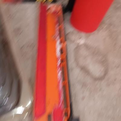 Automobile items - Jumper cables- new mud flaps -Good fire extinguisher wheel covers and more