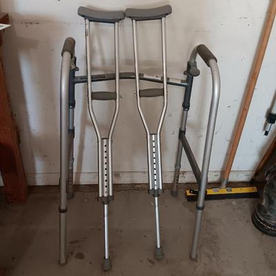 Pair of crutches 4'6" - 5'2" with a folding mobility walker