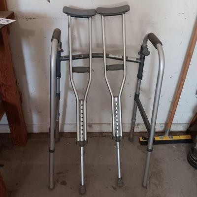 Pair of crutches 4'6" - 5'2" with a folding mobility walker