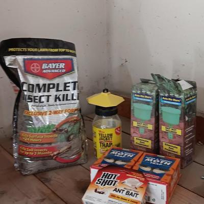 Bug repellant items, Complete insect killer, Moth killer, Ant killer and a yellow jacket trap