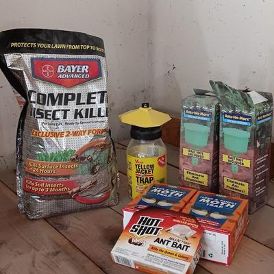 Bug repellant items, Complete insect killer, Moth killer, Ant killer and a yellow jacket trap