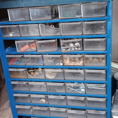 Assortment of hardware with a hardware organizer