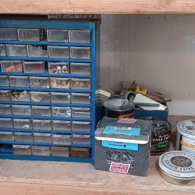 Assortment of hardware with a hardware organizer