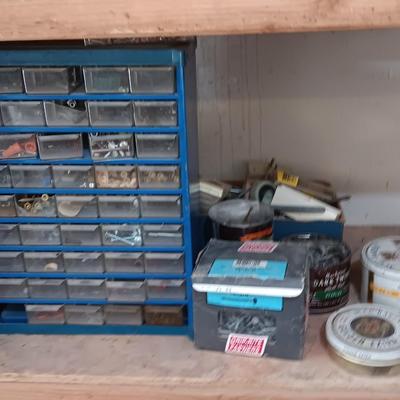 Assortment of hardware with a hardware organizer