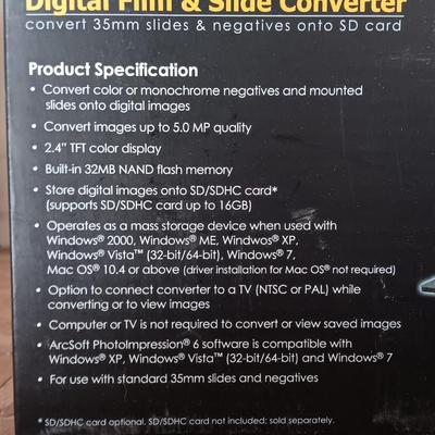 VuPoint Solutions Digital Film & Slide Converter Convert 35mm slides & negative onto SD card