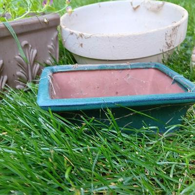 Cute Flowerpots - with pansies, adorable chicken pot