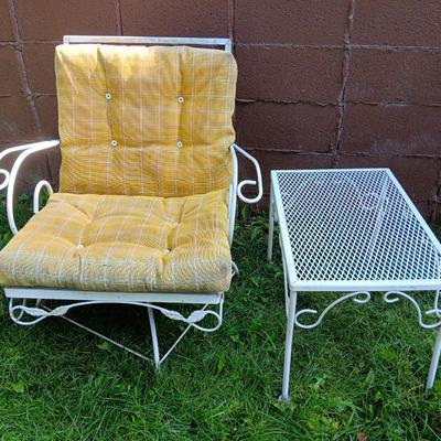 Vintage iron chair with metal table