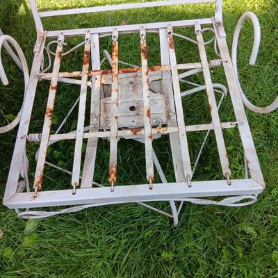 Vintage iron chair with metal table