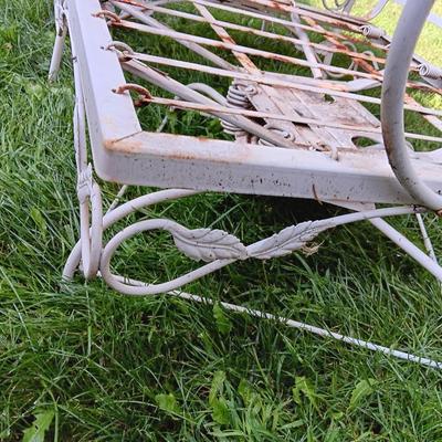 Vintage iron chair with metal table