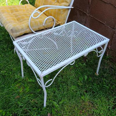 Vintage iron chair with metal table