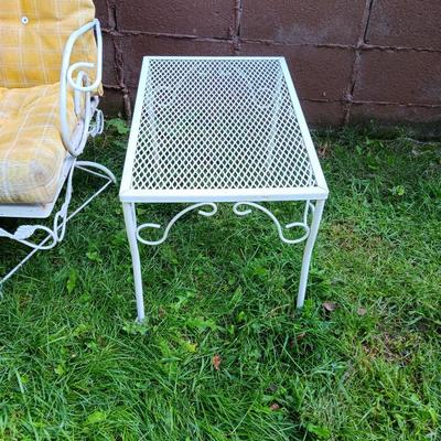Vintage iron chair with metal table