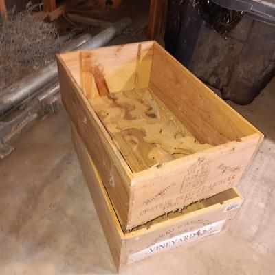 Two wooden wine crates Chateau L' Enclos 85' and Pichon 1993