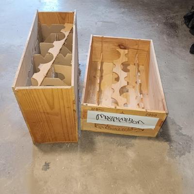 Two wooden wine crates Giscours and tall crate