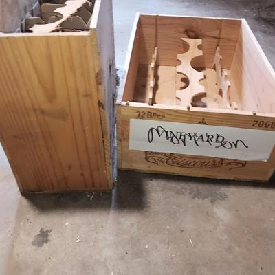 Two wooden wine crates Giscours and tall crate