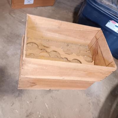 Two wooden wine crates Cheau Montrose 85' and Chau Cos 1988