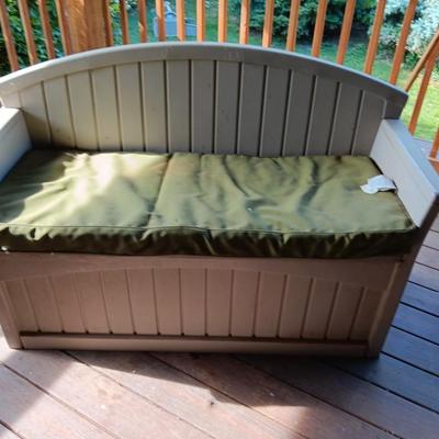Suncast patio bench with storage underneath