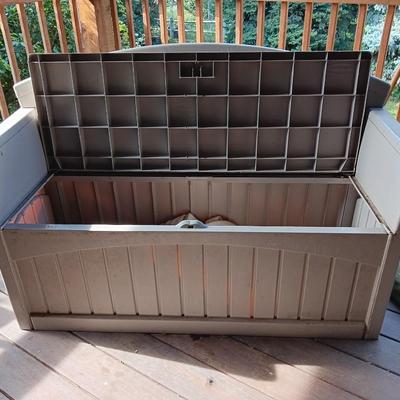 Suncast patio bench with storage underneath