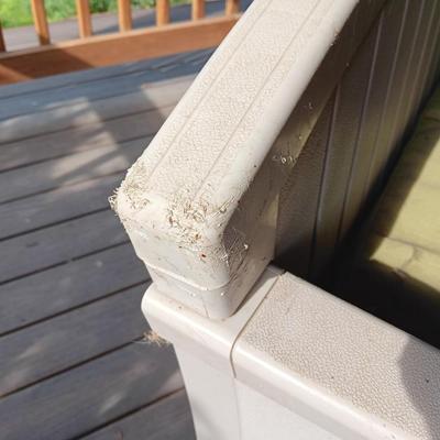 Suncast patio bench with storage underneath