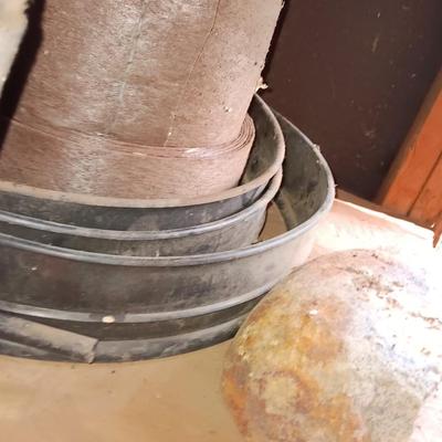 Two big rolls of weed barrier Garden fabric - lawn edging - and bag of lawn winterizer and mulch