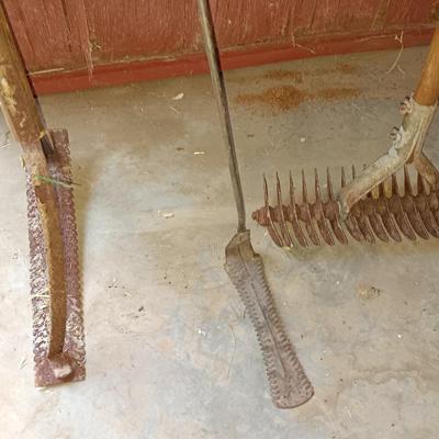 Yard and garden hand tools Rake - hoes- aerator - and more