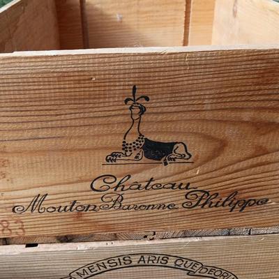 Wooden wine boxes Chateau Mouton and Chateau D' Issan 1982