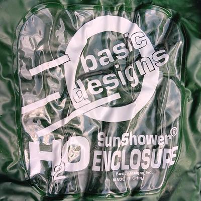 Camping gear - Inflatable Basic designs HO2 sun shower enclosure with Stearns raincoat