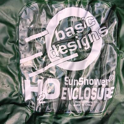Camping gear - Inflatable Basic designs HO2 sun shower enclosure with Stearns raincoat