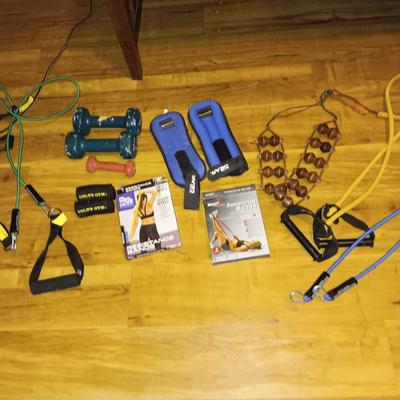 In the house Exercise items - hand weights - resistance bands - Gold's gym - and more