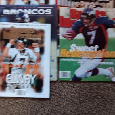 Bronco's Christmas ornament, ack issue magazines - t shirt and football