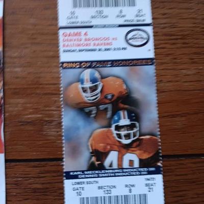 Bronco's collectibles 1998 team picture - Back issue magazines - three ticket stubs for games.