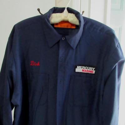 Lot 96: Heavyweight Long Sleeve 1970s Men's Work Shirt, Mercury Marine, XL-RG, #1