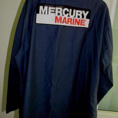 Lot 96: Heavyweight Long Sleeve 1970s Men's Work Shirt, Mercury Marine, XL-RG, #1