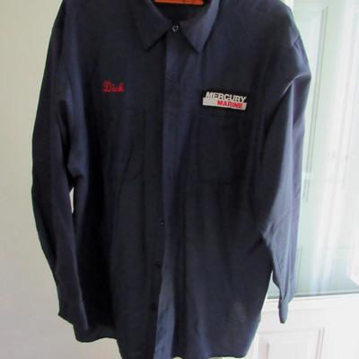 Lot 97: Heavyweight Long Sleeve 1970s Men's Work Shirt, Mercury Marine, XL-RG, #2