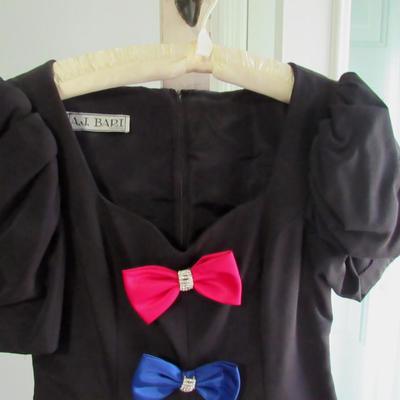 Lot 100: Wow! AJ Bari Vintage Dress With Colorful Bows, Size 8, Appr 1970-80s, Nice!
