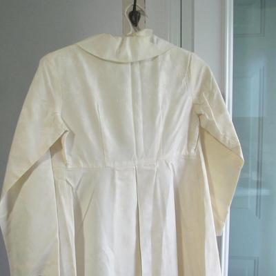 Lot 101: Vintage Women's Long Over Coat, Rhinestone Buttons, Ivory Colored