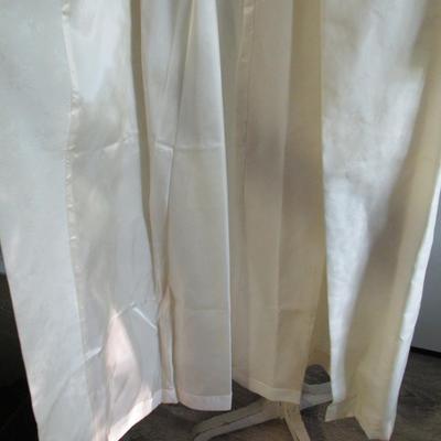Lot 101: Vintage Women's Long Over Coat, Rhinestone Buttons, Ivory Colored