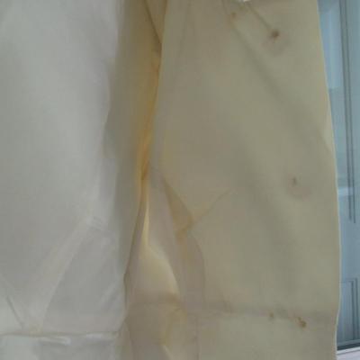 Lot 101: Vintage Women's Long Over Coat, Rhinestone Buttons, Ivory Colored