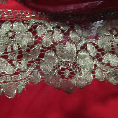 Lot 103: Stunning Vintage Flapper Style Sheer Red Dress, Beaded, Metallic Braided Trim
