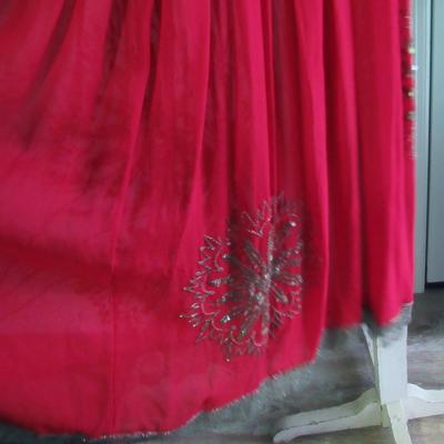 Lot 103: Stunning Vintage Flapper Style Sheer Red Dress, Beaded, Metallic Braided Trim