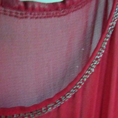 Lot 103: Stunning Vintage Flapper Style Sheer Red Dress, Beaded, Metallic Braided Trim