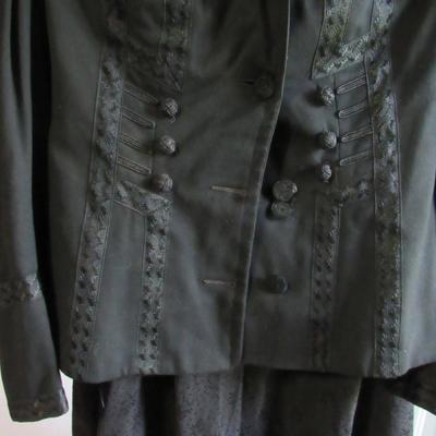 Lot 104: Antique Victorian All Black 3 Piece Top, Skirt, Jacket, SEE ALL 52 PHOTOS, Nice!