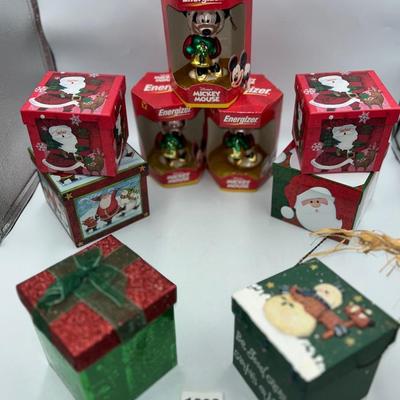 Christmas gift boxes & Mickey Mouse ortamentz