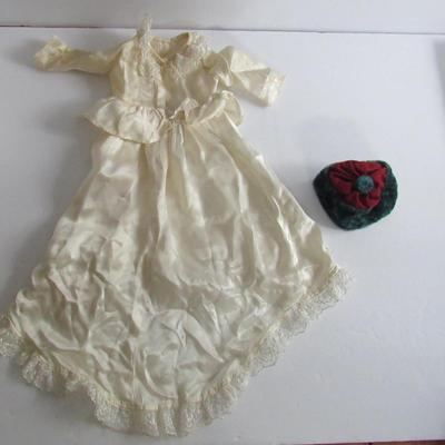 Lot 107:  Vintage Dolls Wedding Dress and Velvet Cap
