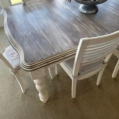 Dining room table farmhouse styled distressed finish w/ 6 chairs