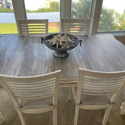 Dining room table farmhouse styled distressed finish w/ 6 chairs